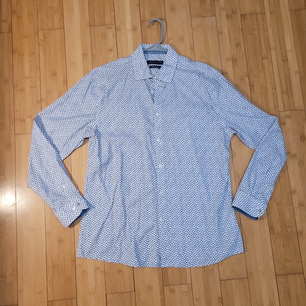 Tommy Hilfiger Blue and White Patterned Shirt